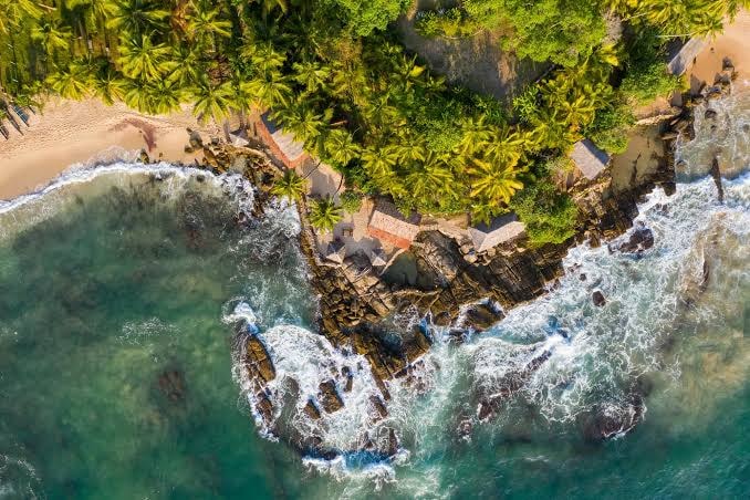 Aerial view of Tangalle's tropical coast